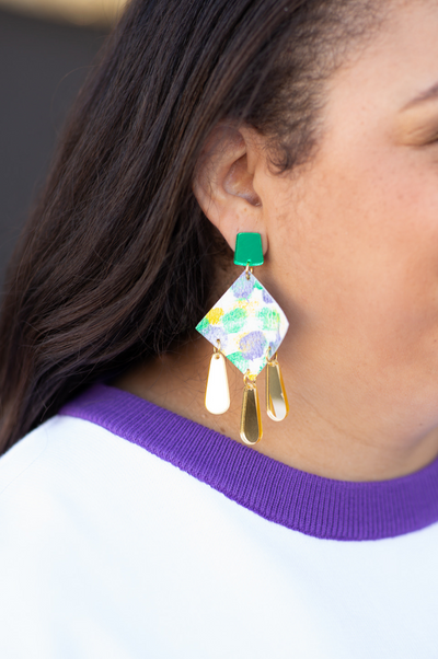 Mirrored Mardi Leather Earrings by Annie Claire Designs - SoSis