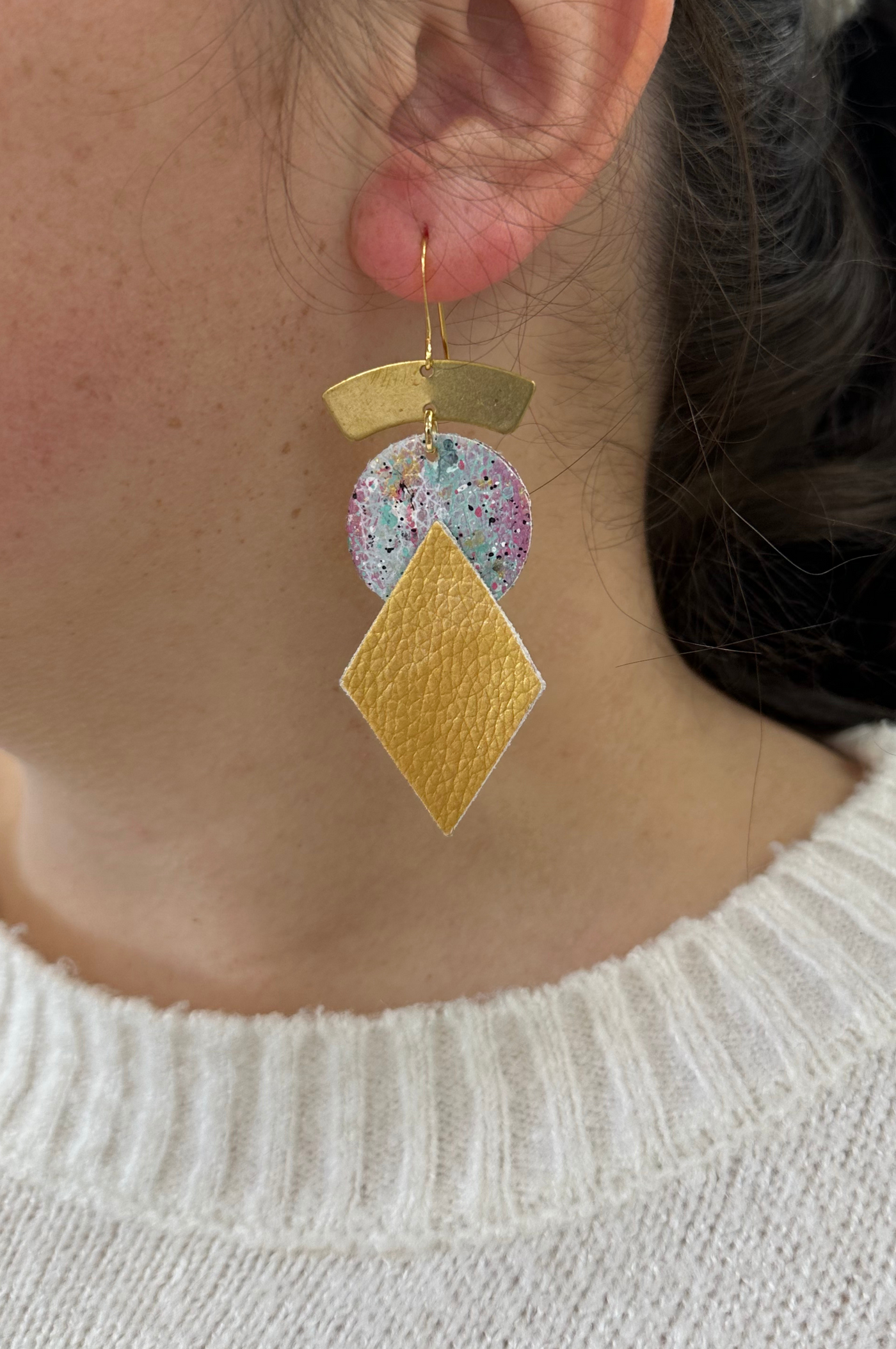 Lucy Hand Painted Leather Earring by Annie Claire Designs + Samantha Morgan - SoSis