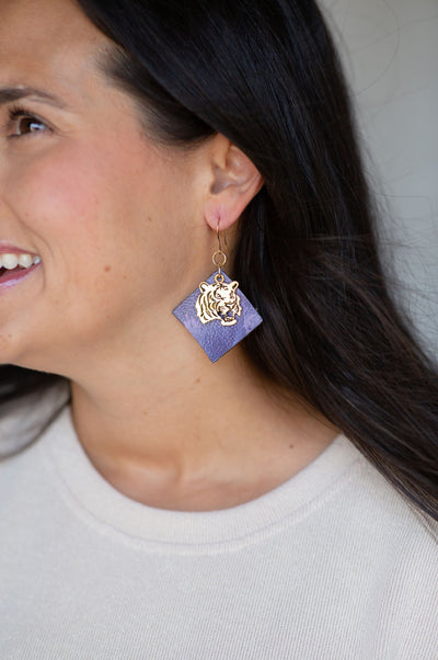 Gameday Leather Tiger Earrings