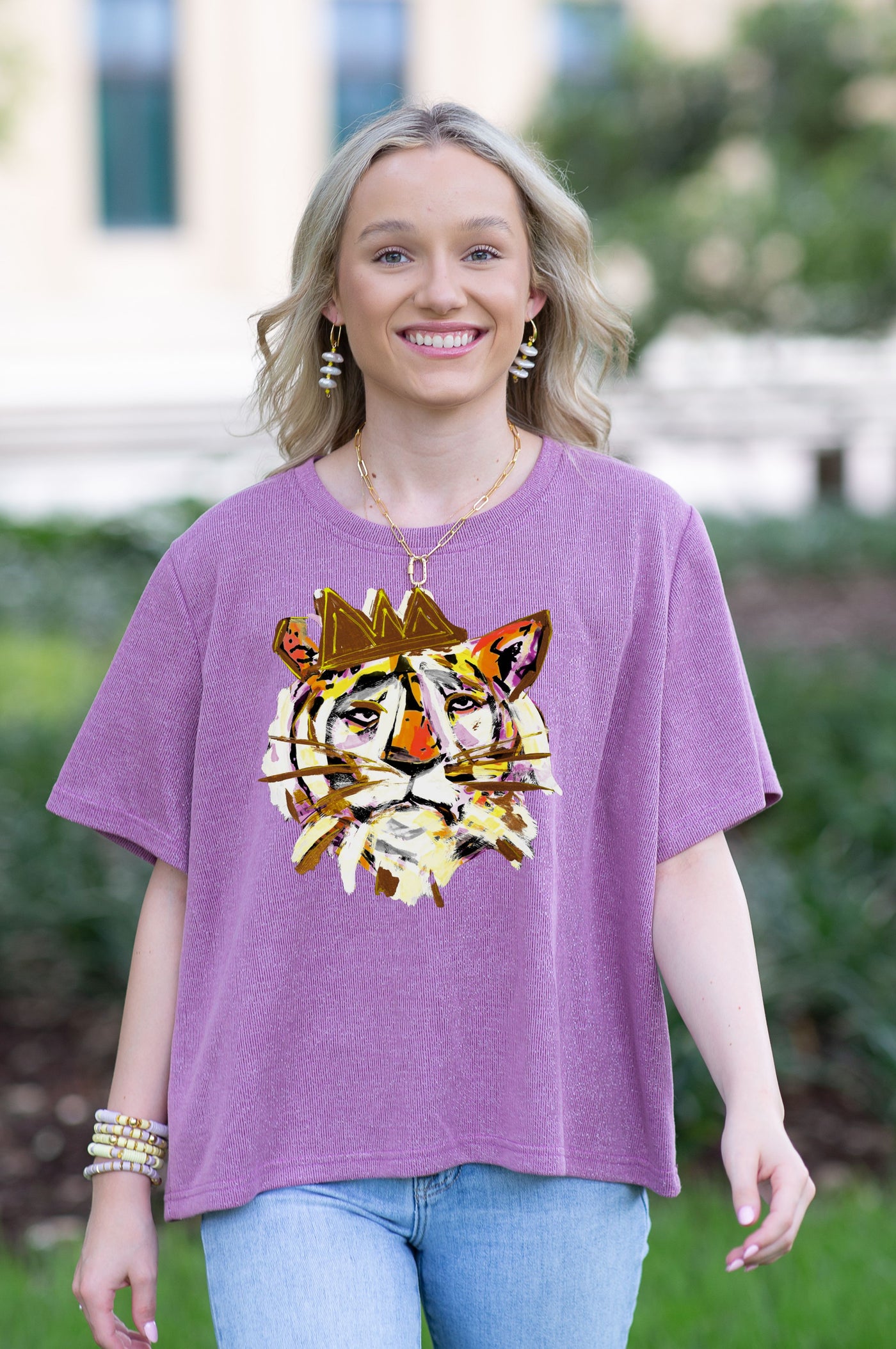 Allison Dillard 'Tiger King' SoSis Signature Mid Length Boxy Sparkle Tee