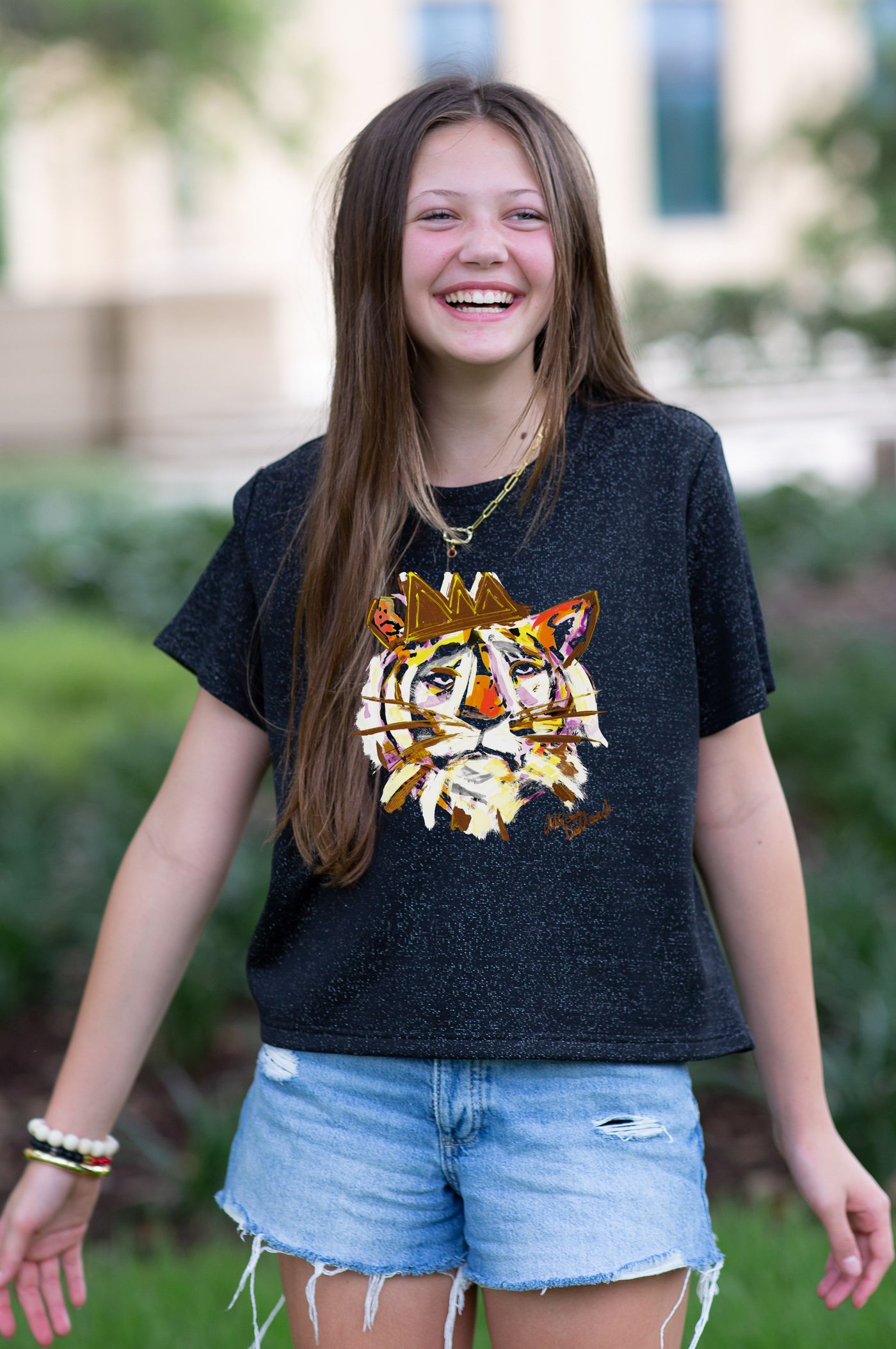 Allison Dillard 'Tiger King' SoSis Signature Mid Length Boxy Sparkle Tee