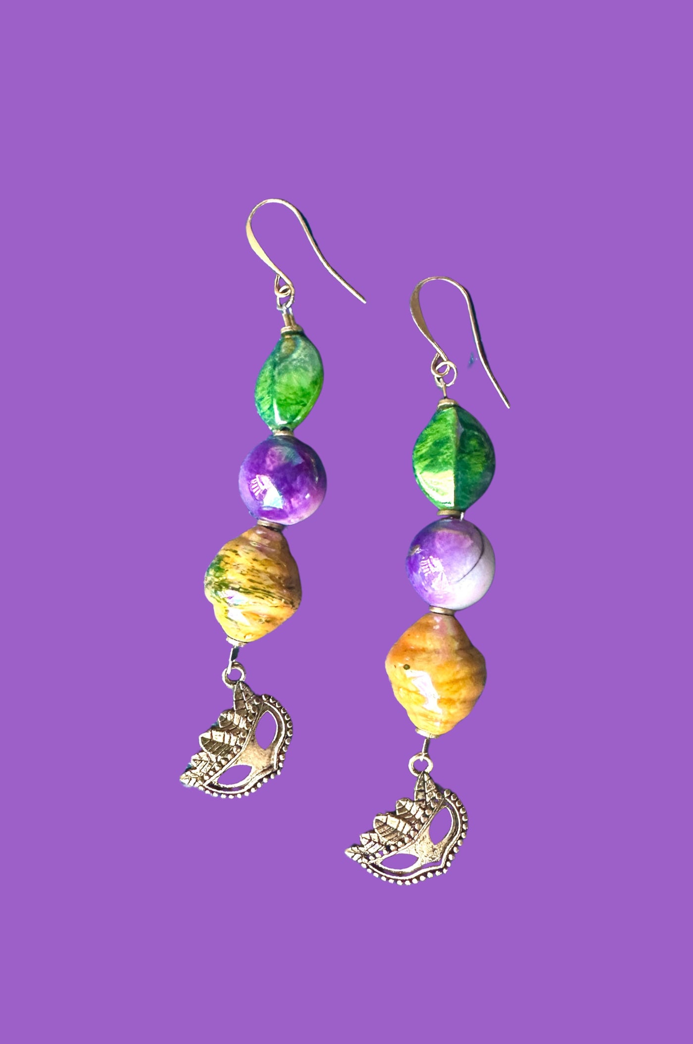 Mardi Gras Bauble Mask Earrings