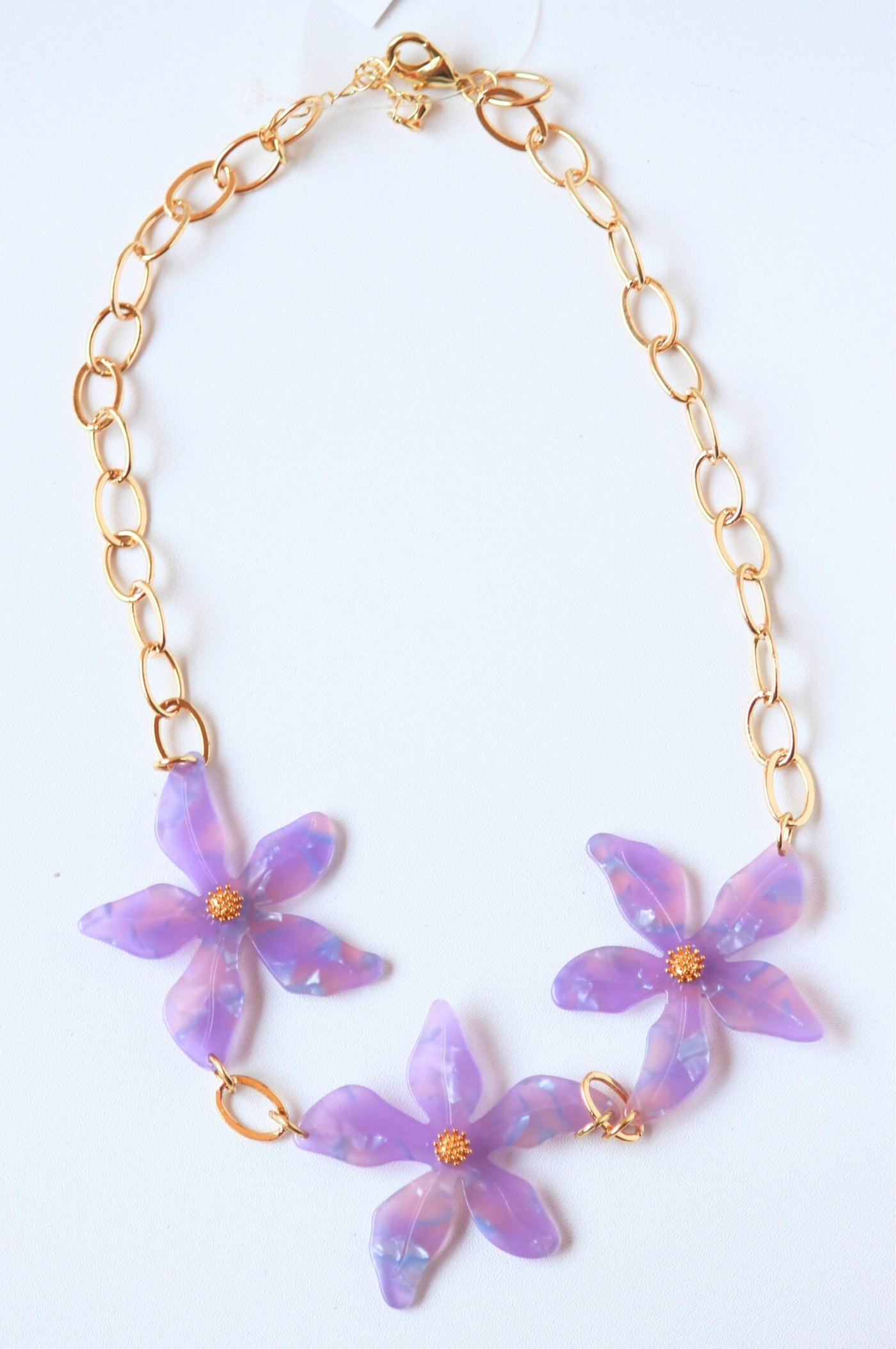 Purple Flower Statement Necklace