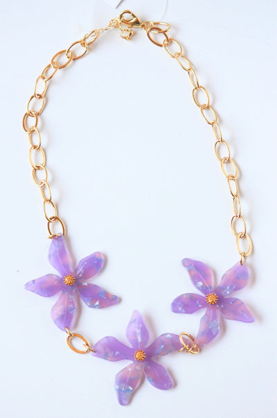 Purple Flower Statement Necklace