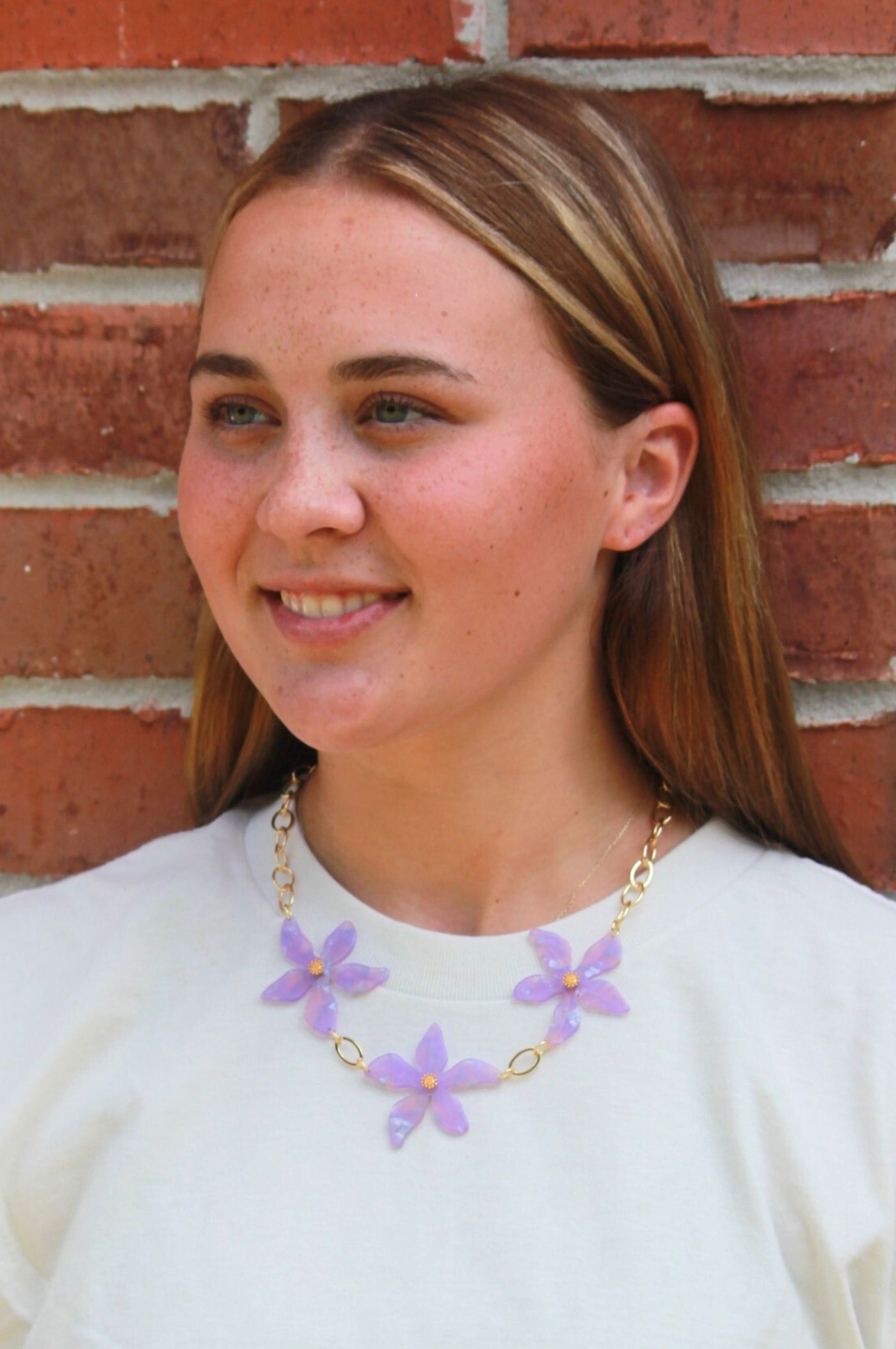 Purple Flower Statement Necklace