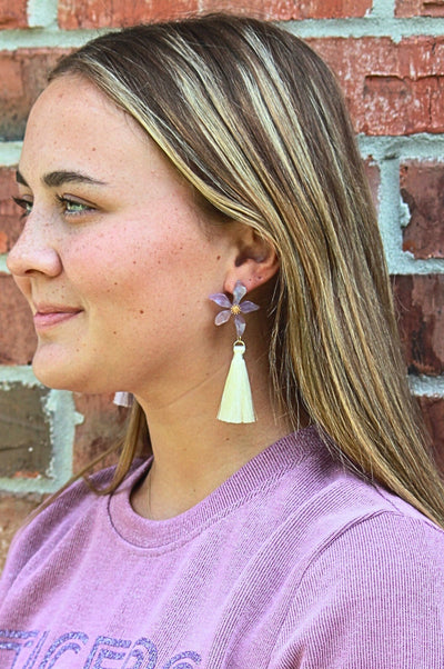 Purple Flower Statement Earrings