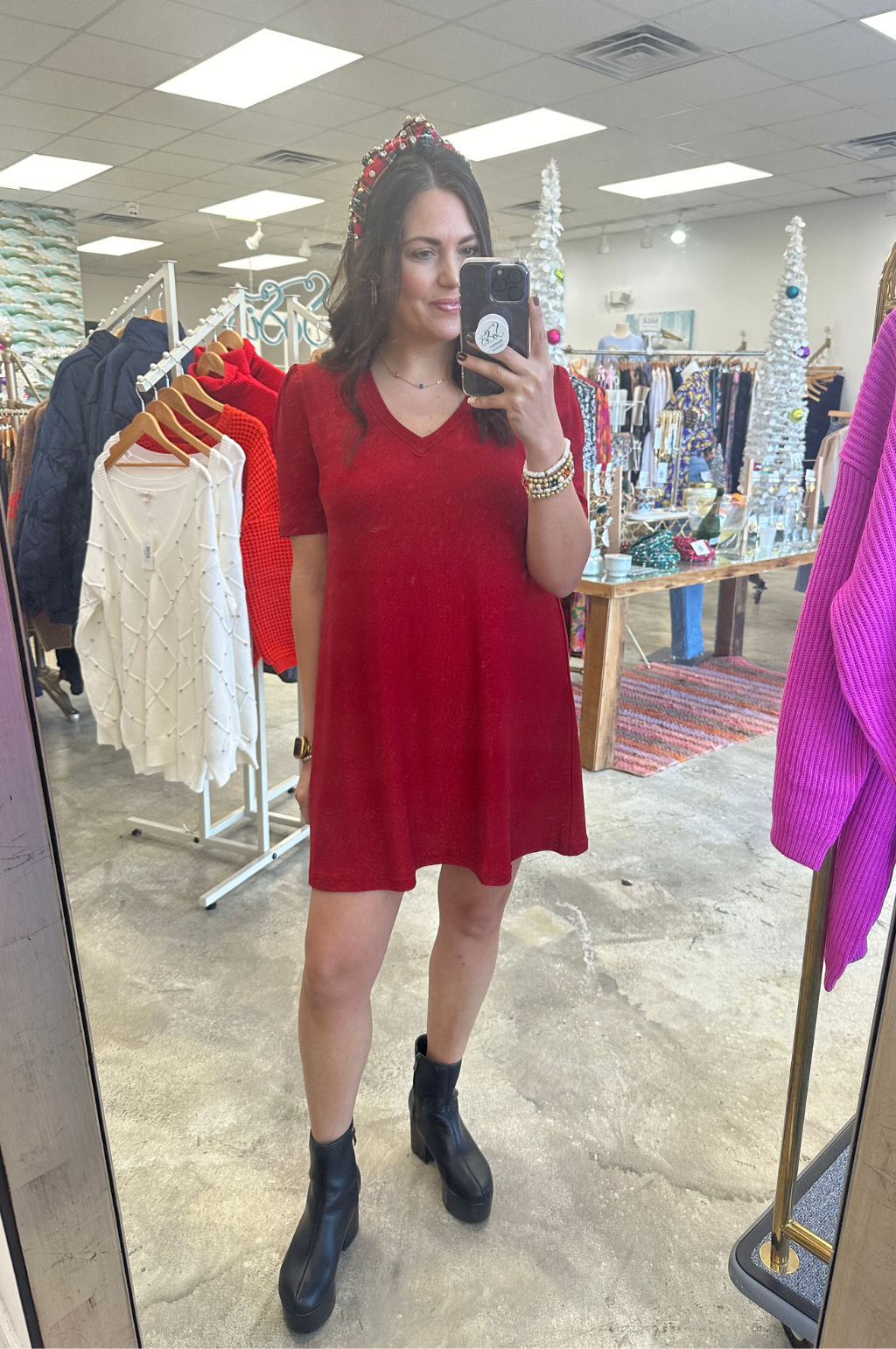 Red Sparkle Signature Swing Dress (extended size) - SoSis