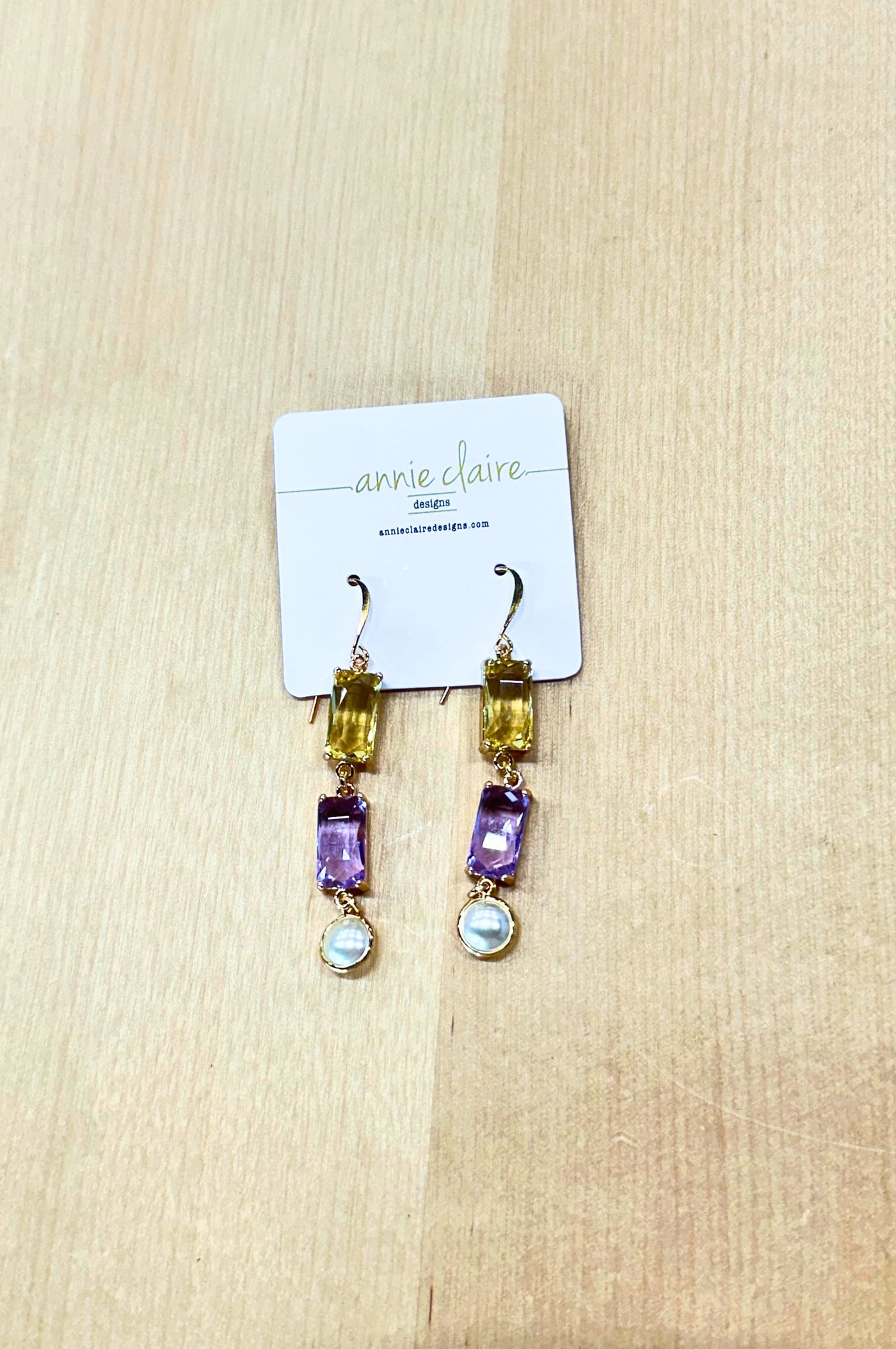 Gemstone Pearl Drop Earrings