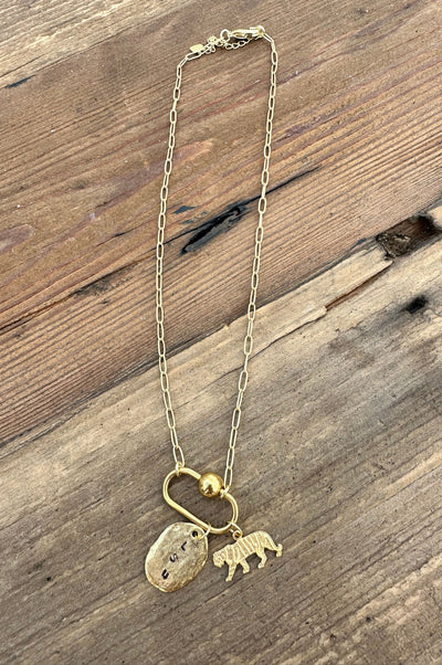 Tiger Carabiner Charm Necklace