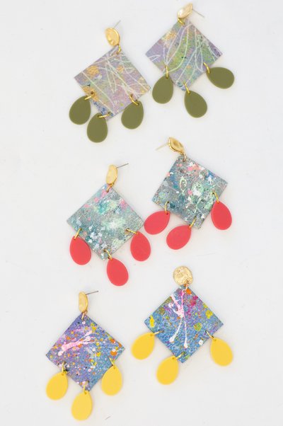 The Trisha Hand Painted Leather Earrings (AC X Sam) - SoSis