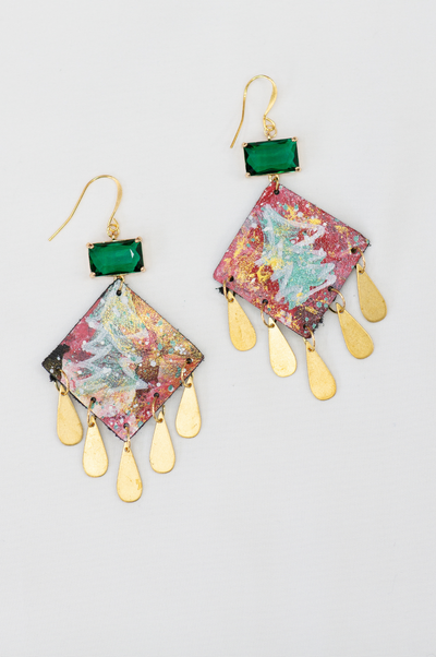 Prancer Painted Leather Earrings by Annie Claire Designs - SoSis