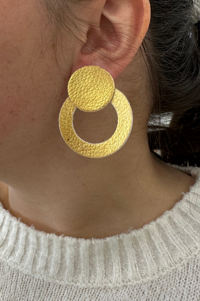 Golden Ring Leather Earings by Annie Claire Designs + Samantha Morgan - SoSis