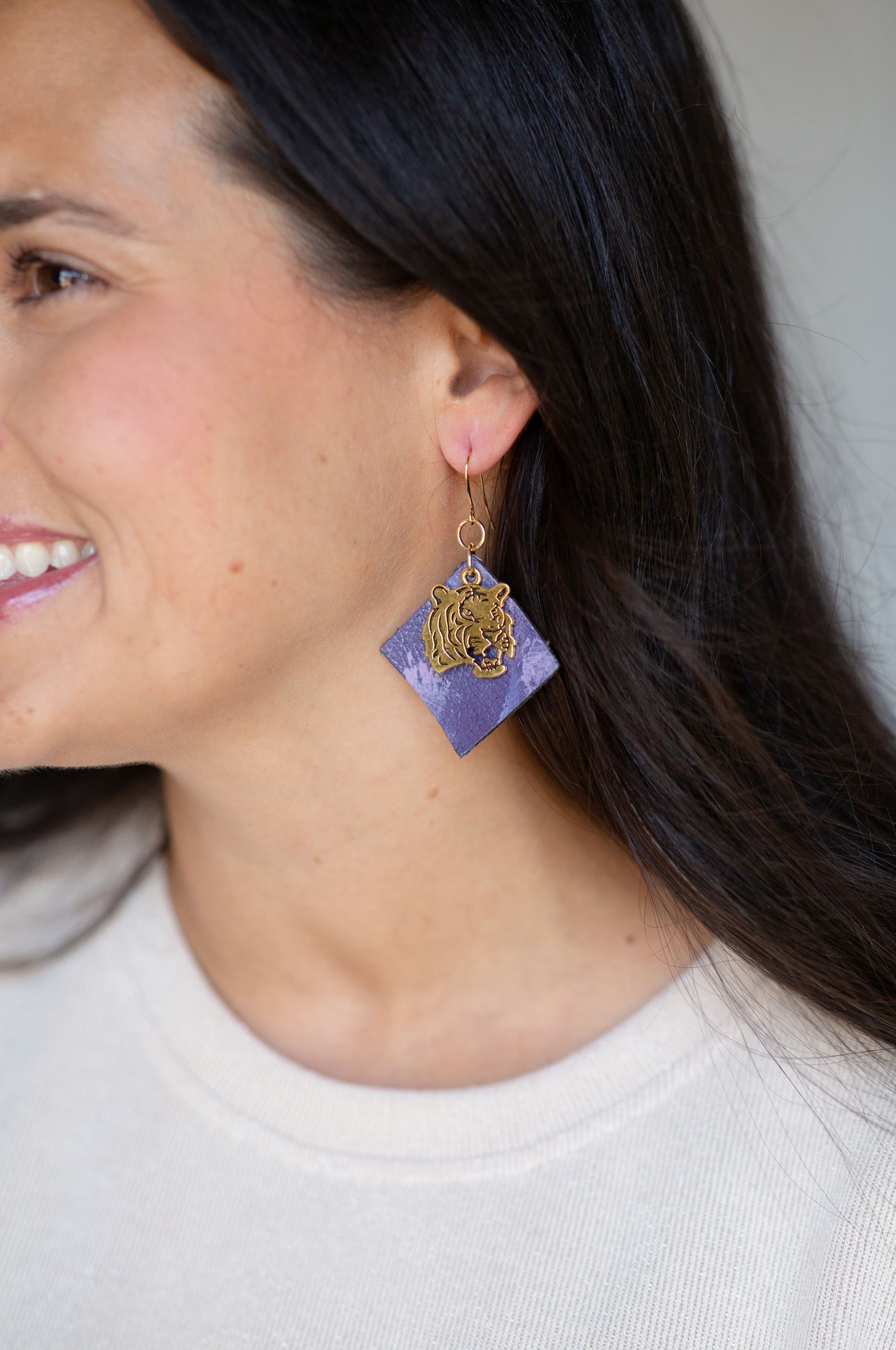 Gameday Leather Tiger Earrings