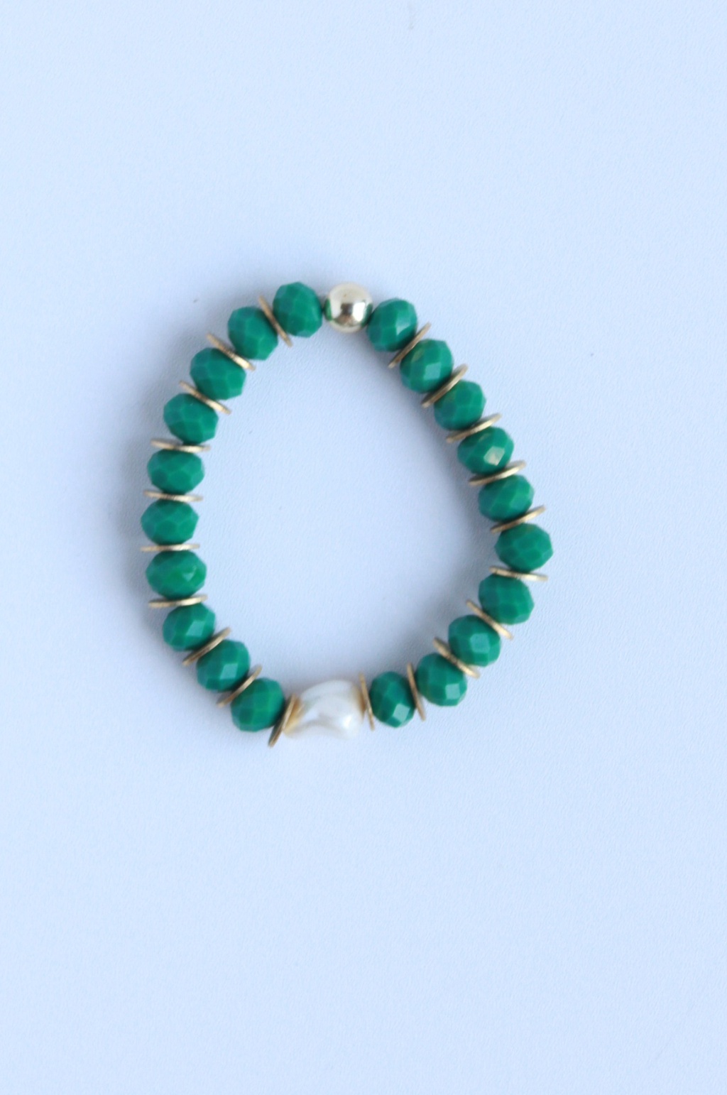 Evergreen Beaded Pearl Bracelet