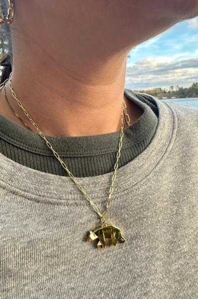 Bear Pendant on Gold Chain 18"