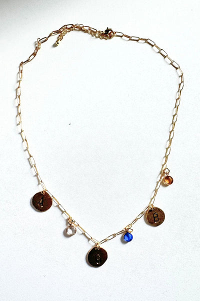 Custom Hand Stamped Charm + Birthstone Necklace