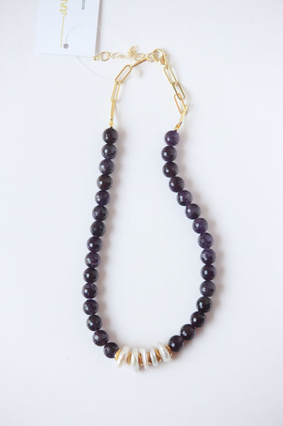 Natural Gemstone & Freshwater Pearl Statement Necklace