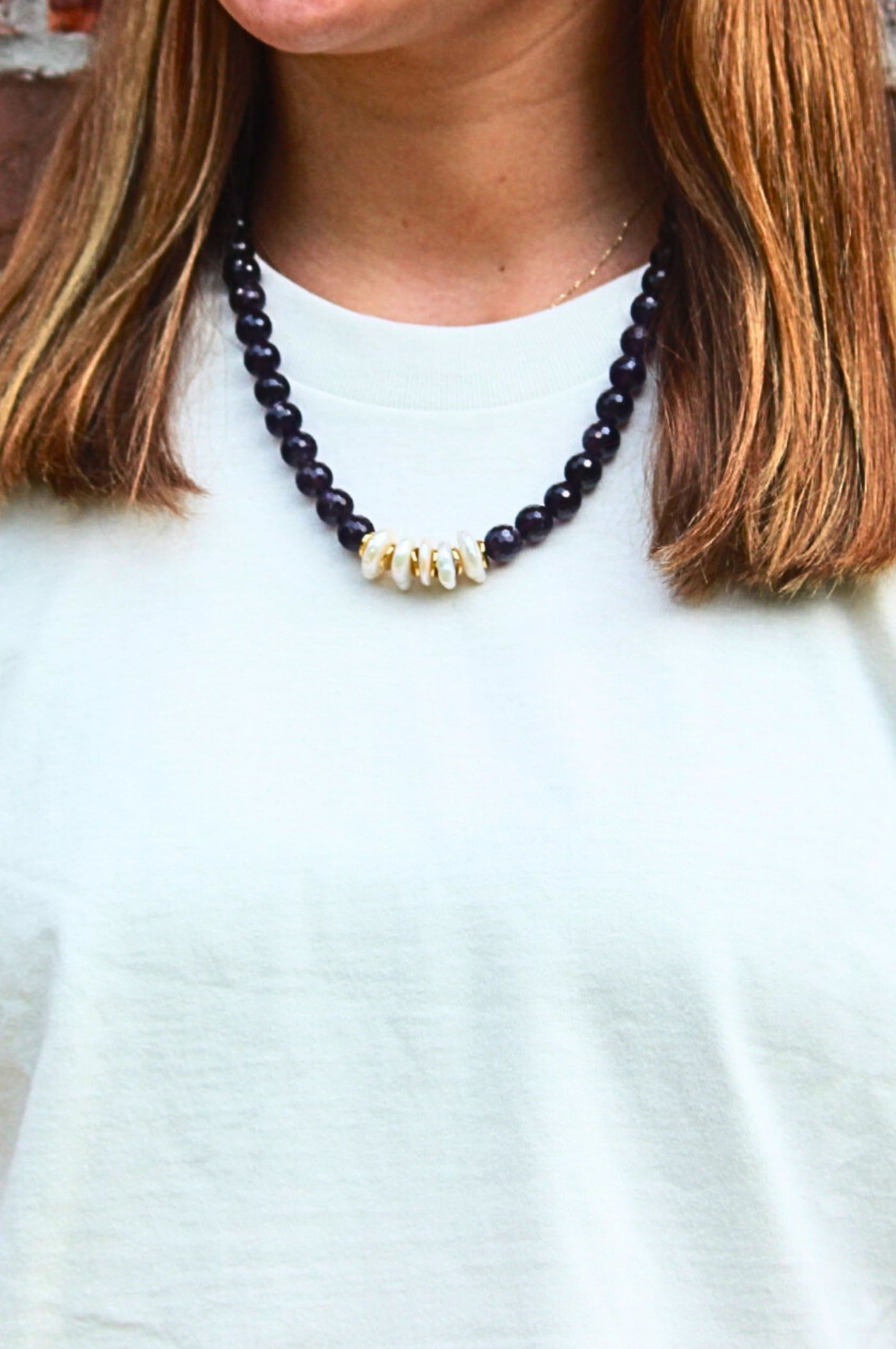Natural Gemstone & Freshwater Pearl Statement Necklace
