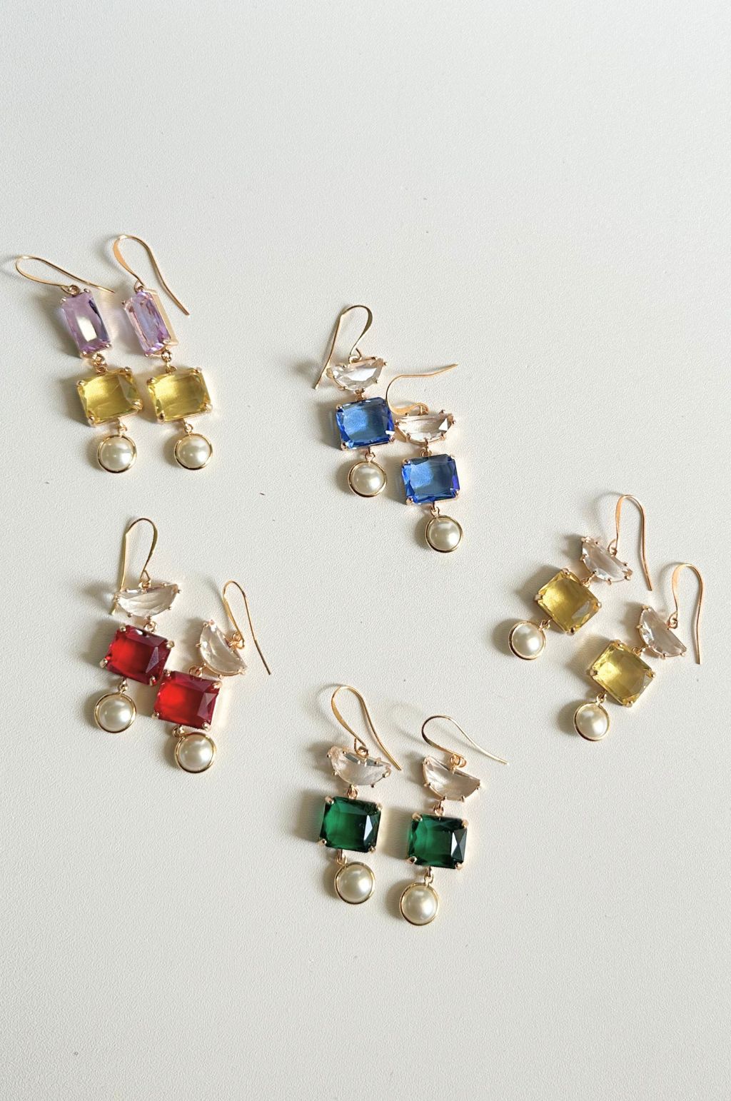 Gemstone Pearl Drop Earrings