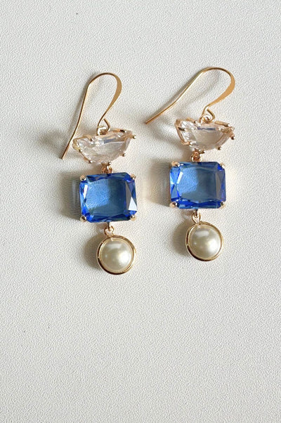 Gemstone Pearl Drop Earrings