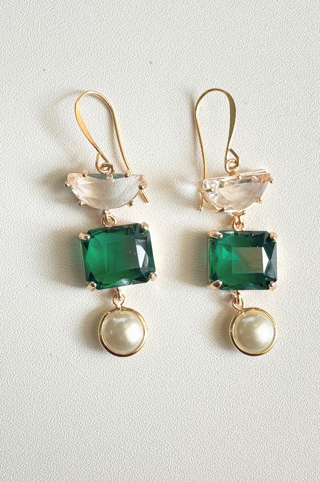 Gemstone Pearl Drop Earrings