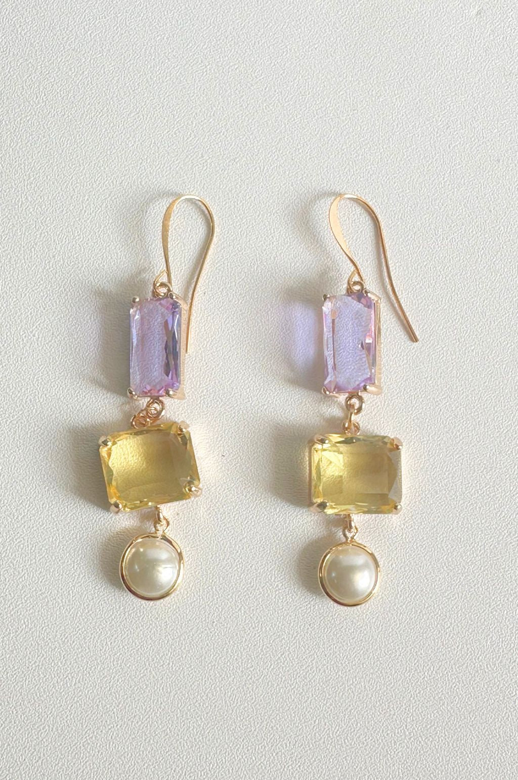 Gemstone Pearl Drop Earrings