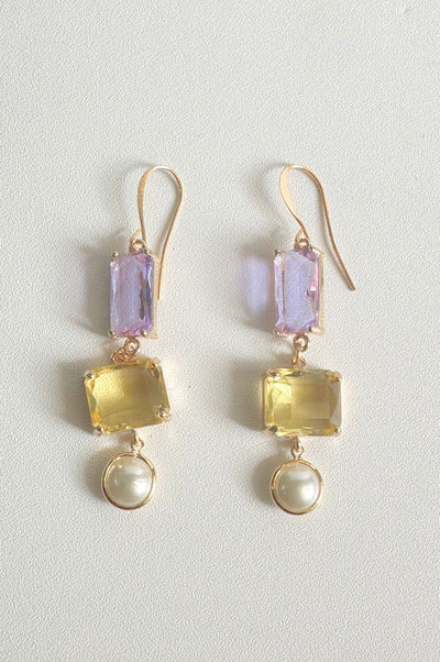 Gemstone Pearl Drop Earrings