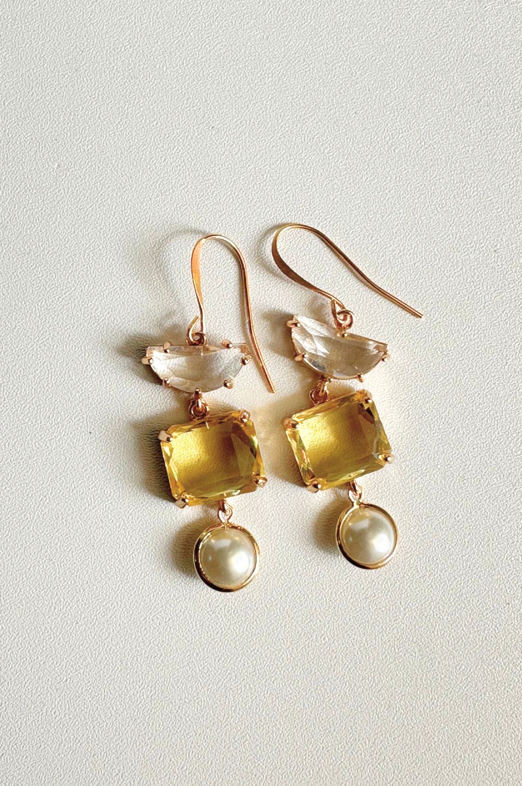 Gemstone Pearl Drop Earrings