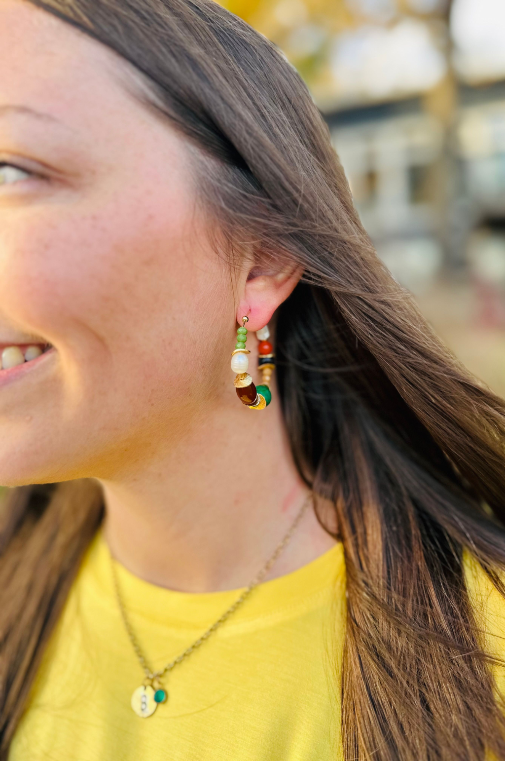 Multi-Color Beaded Hoop Earrings - FALL Feels!