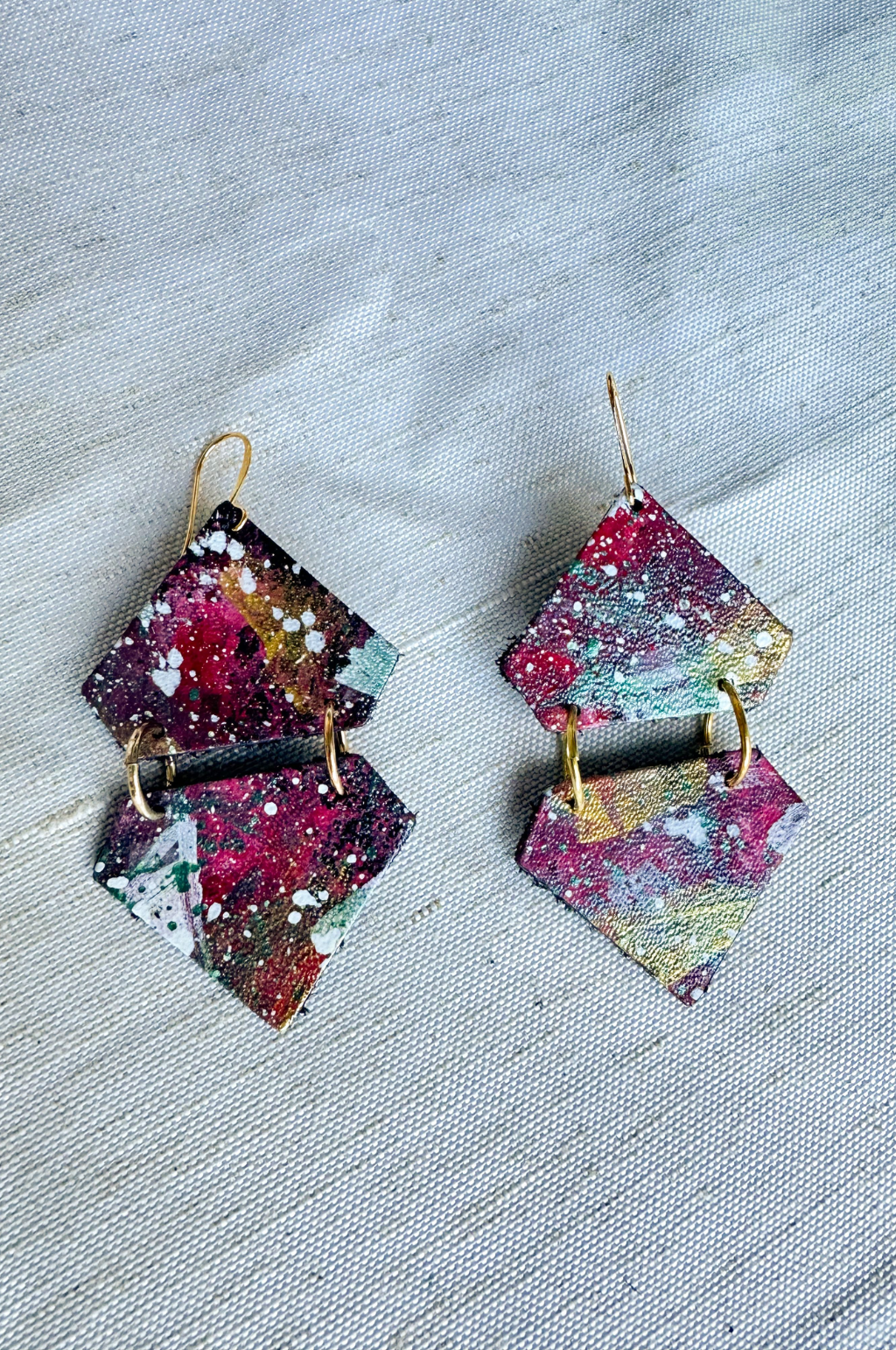 Jingle Belle Hand Painted Leather Earrings