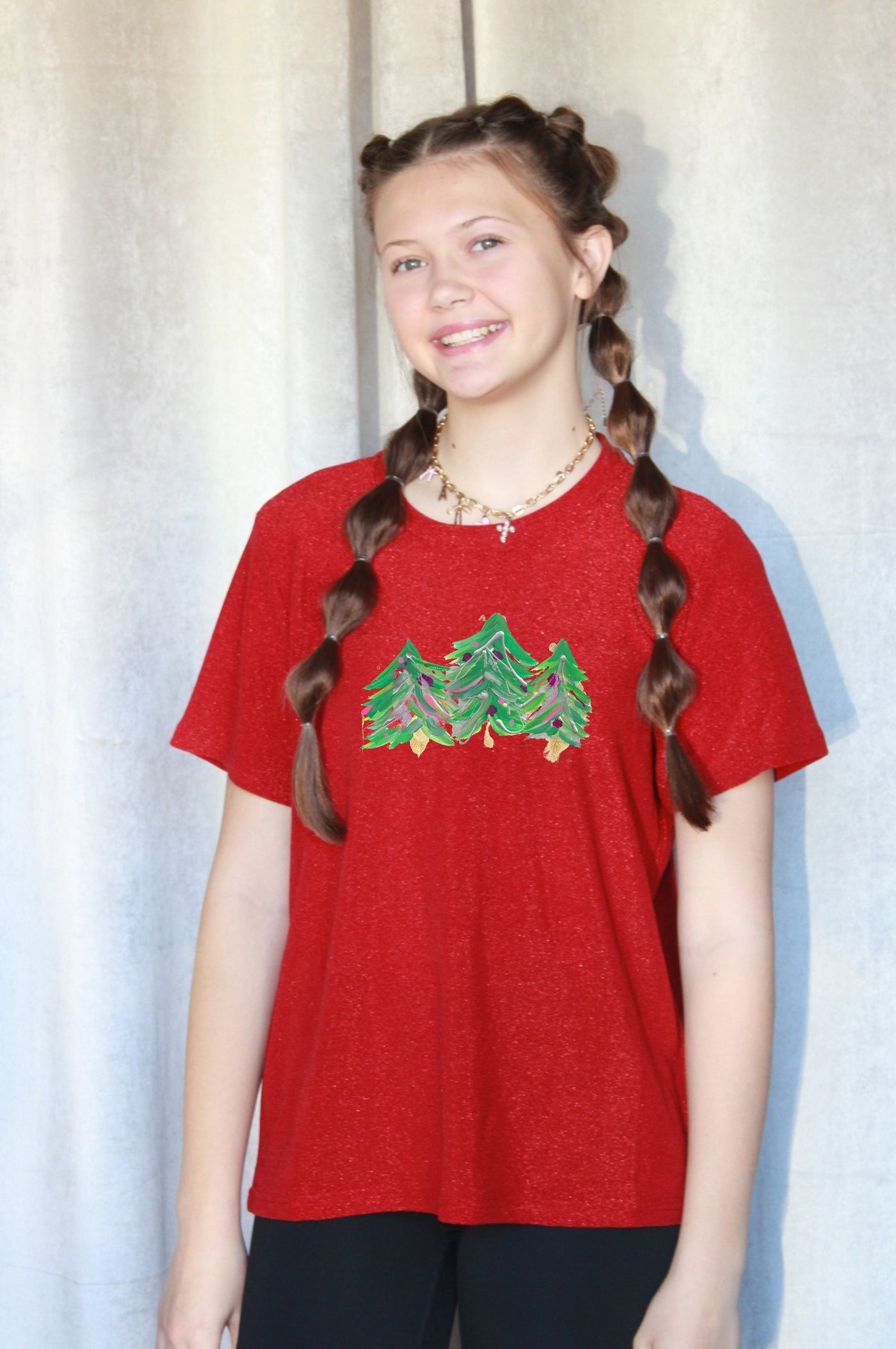 Allison Dillard Christmas Tree Red Sparkle SoSis Signature Tee