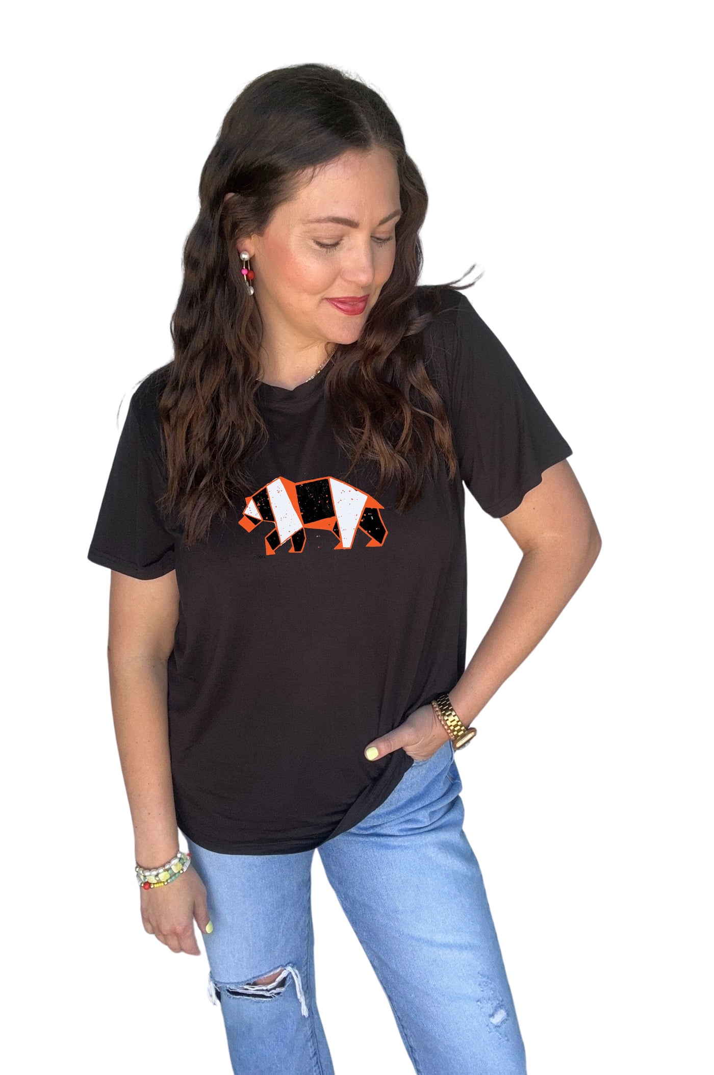 School Spirit Signature Geometric Orange Bear Tee