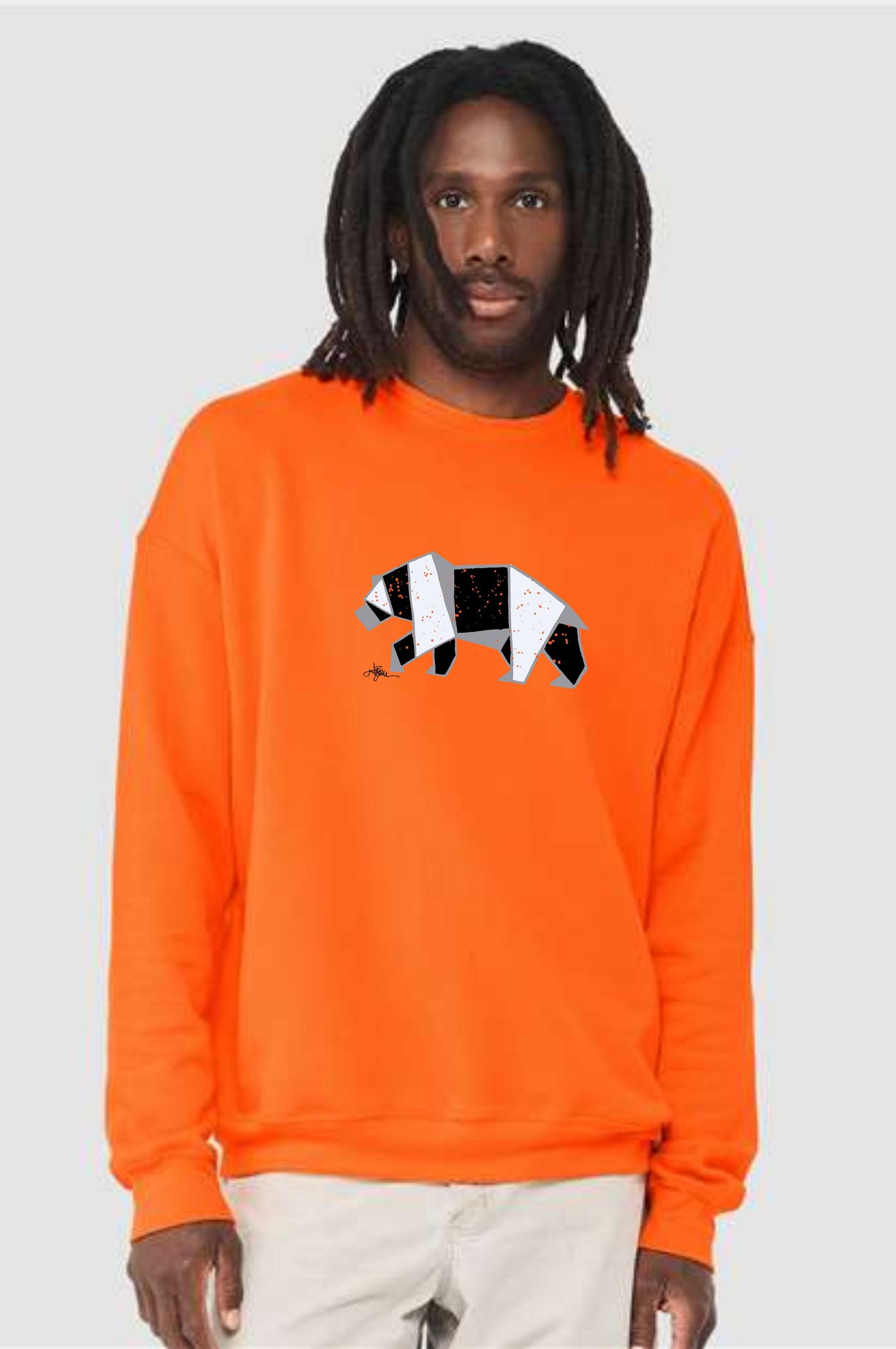 School Spirit Sweatshirt Orange Geometric Bear (PRE-ORDER)