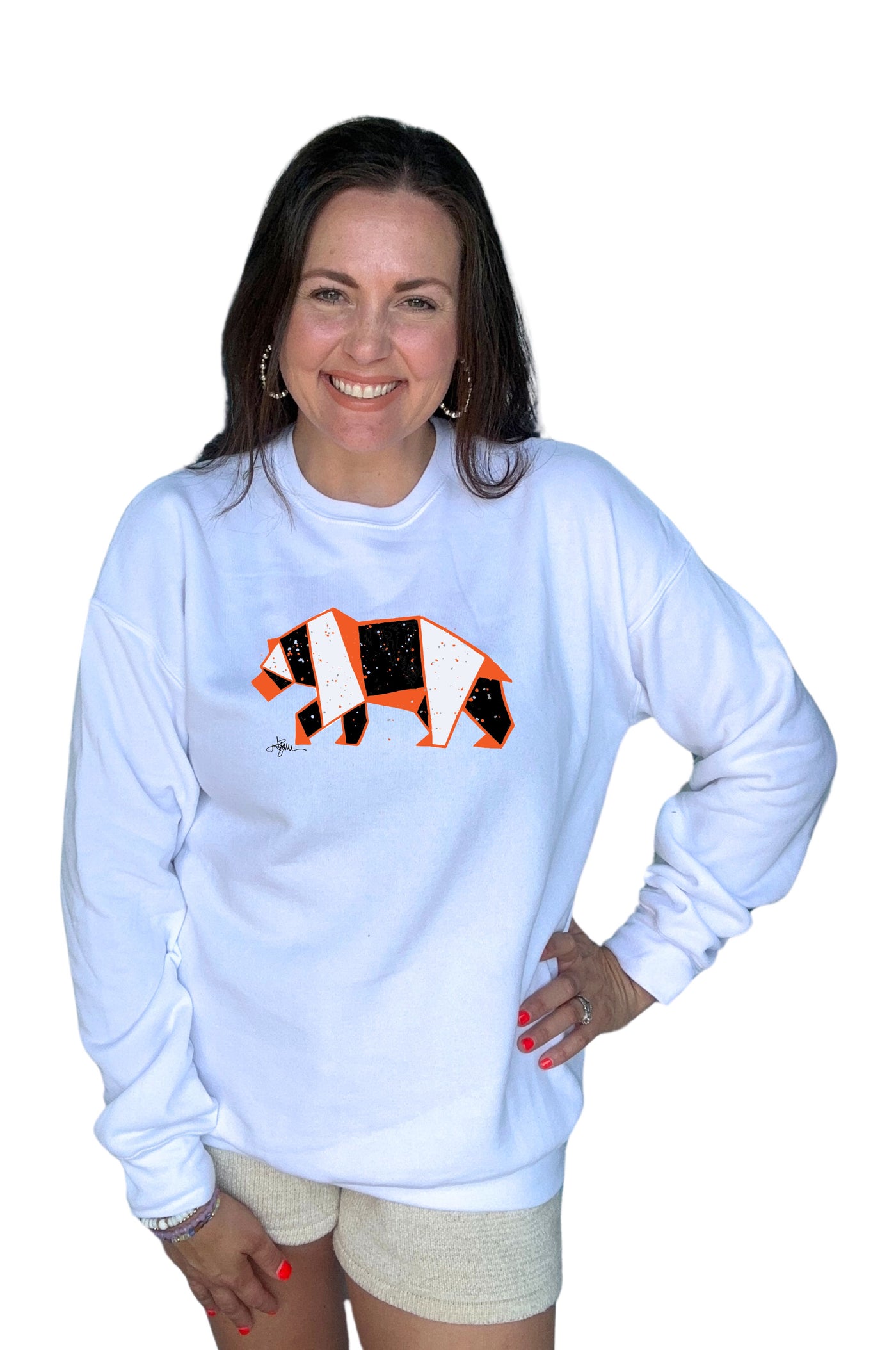 School Spirit Sweatshirt Orange Geometric Bear (PRE-ORDER)