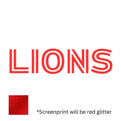 SoSis Signature Mid Length Sparkle Boxy Tee LIONS  bold text