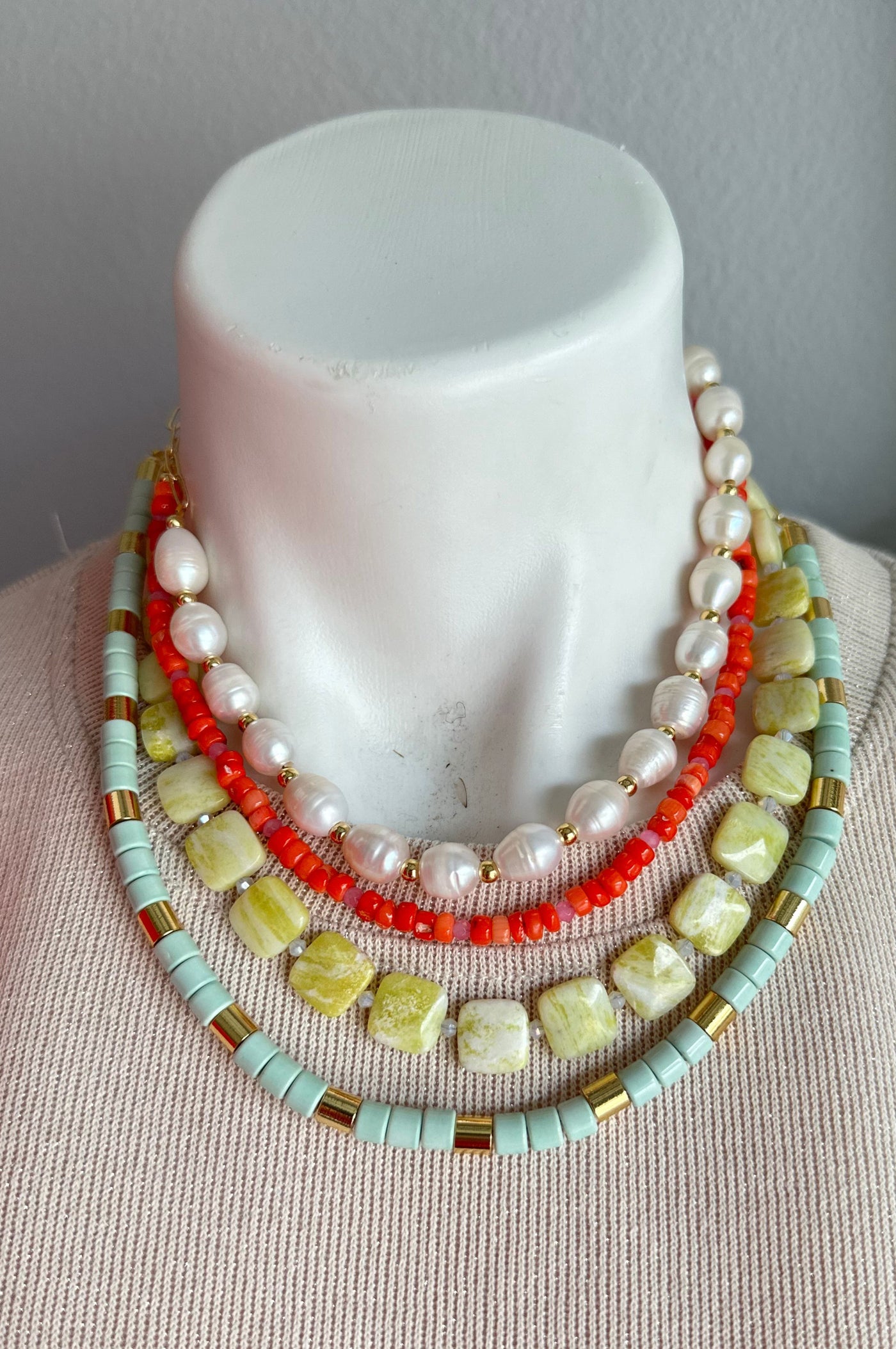 Lemon Jasper Beaded Necklace