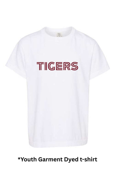 YOUTH Comfort Colors TIGERS  T-shirt Bold Text