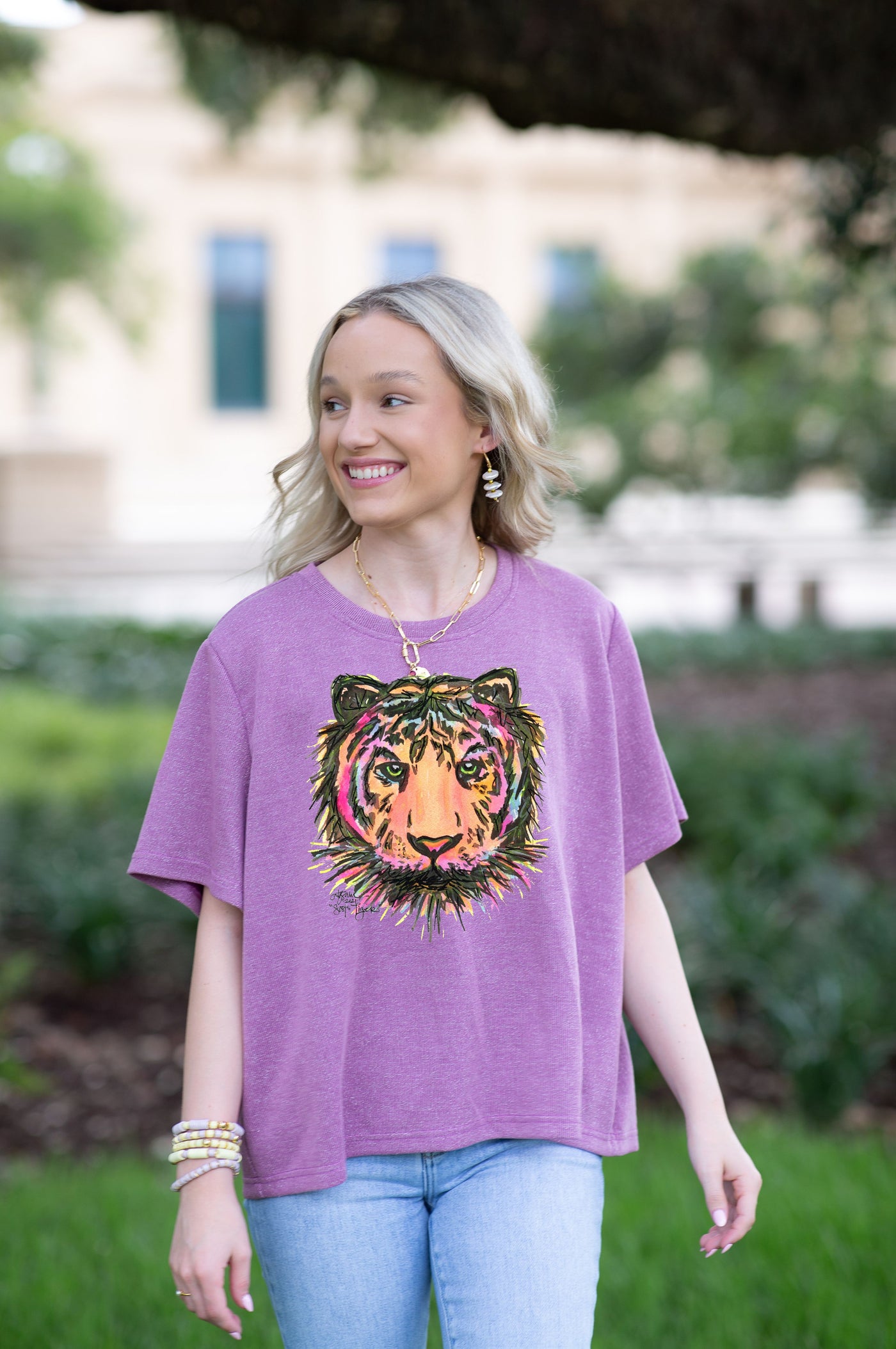 SoSis Signature Mid Length Boxy Sparkle Colors of Mike Tee