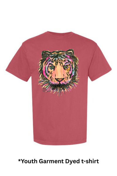 YOUTH Comfort Colors Watercolor Tiger  Mascot  T-shirt