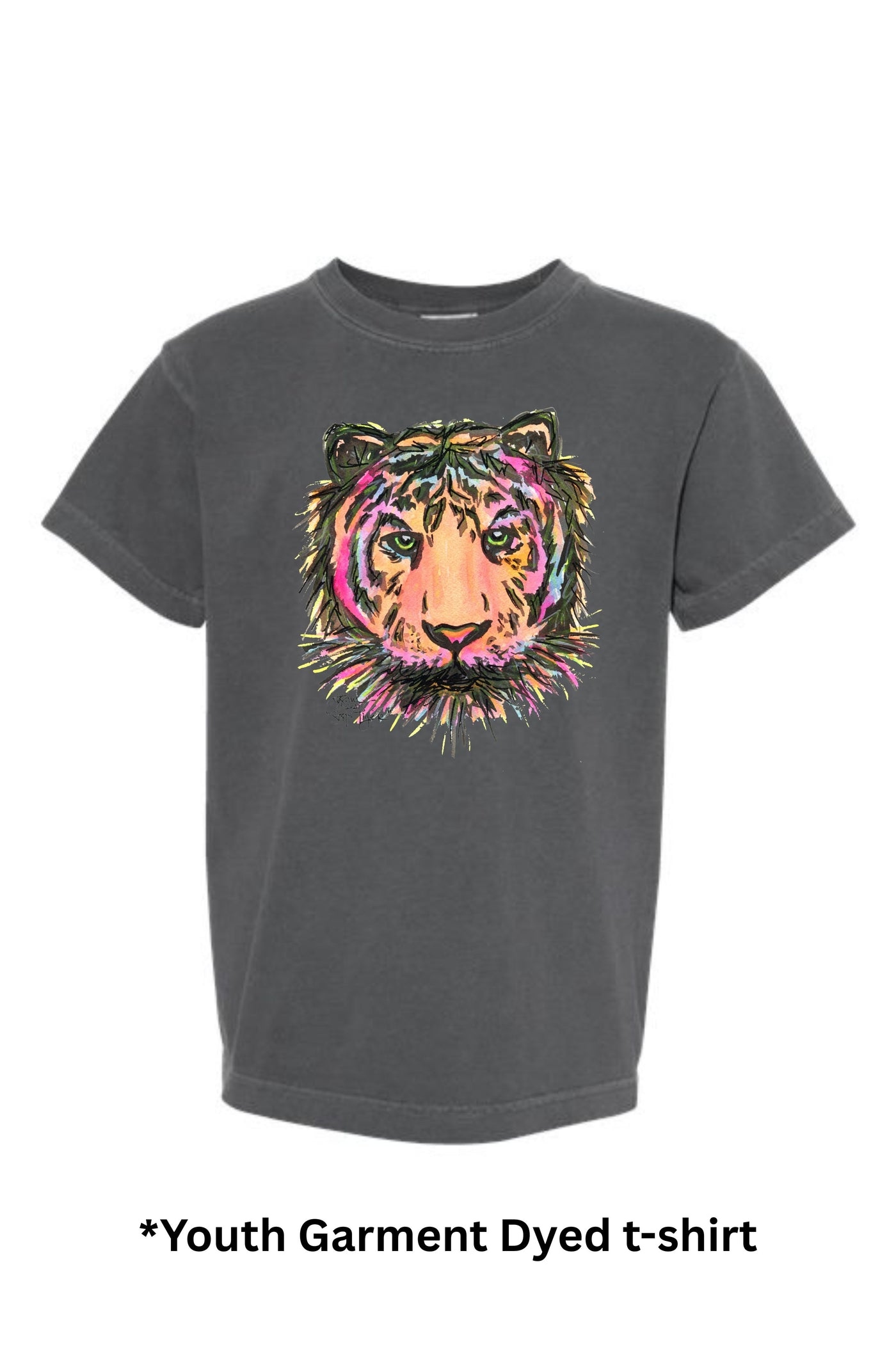 YOUTH Comfort Colors Watercolor Tiger  Mascot  T-shirt