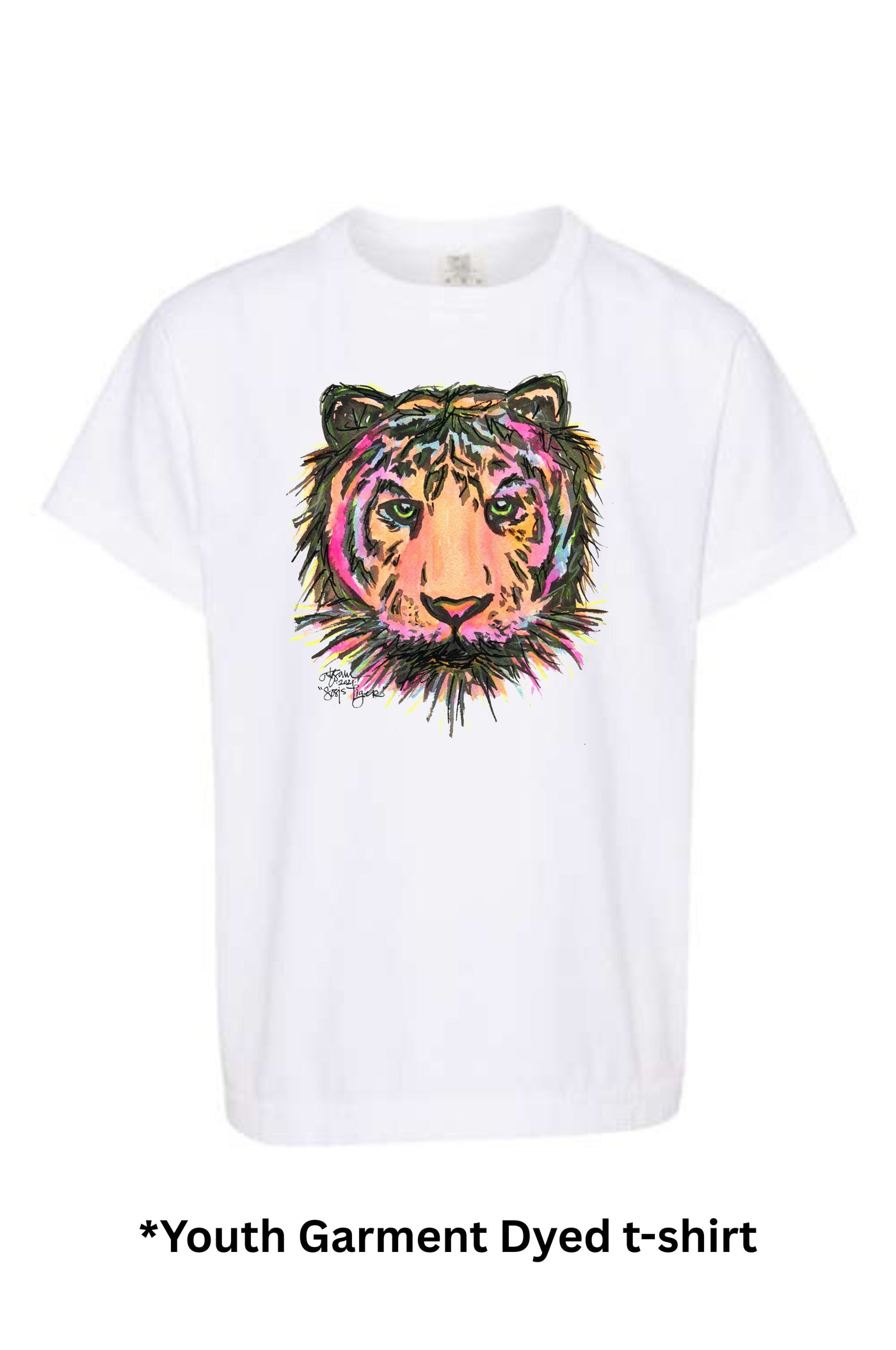 YOUTH Comfort Colors Watercolor Tiger  Mascot  T-shirt