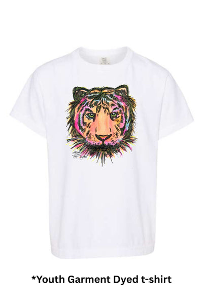 YOUTH Comfort Colors Watercolor Tiger  Mascot  T-shirt