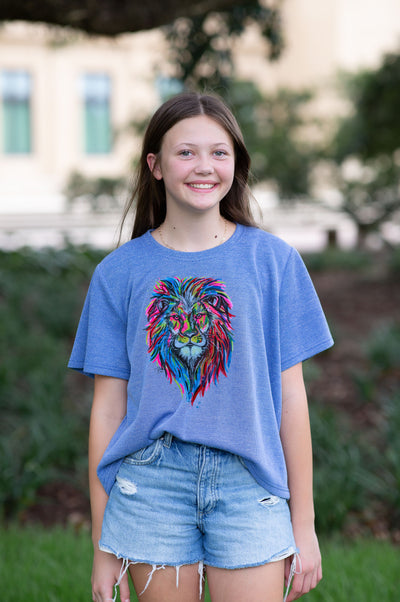 SoSis Signature Mid Length Boxy Sparkle Lion Mascot Tee