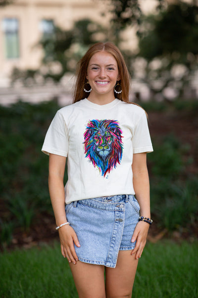 Comfort Colors Watercolor Lion Mascot Tee