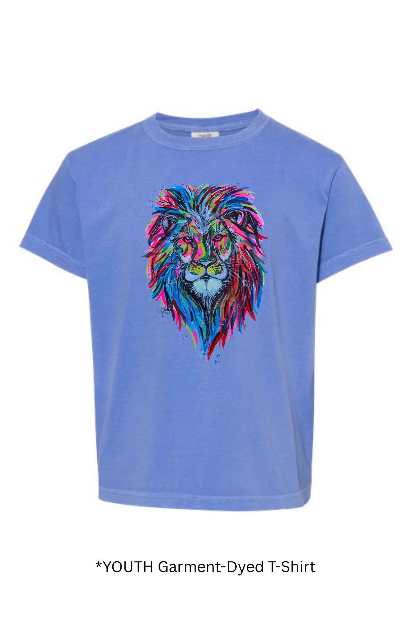 YOUTH Comfort Colors Watercolor Lion Mascot  T-shirt