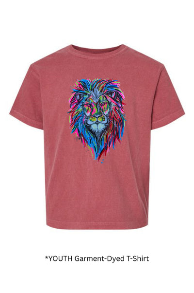 YOUTH Comfort Colors Watercolor Lion Mascot  T-shirt