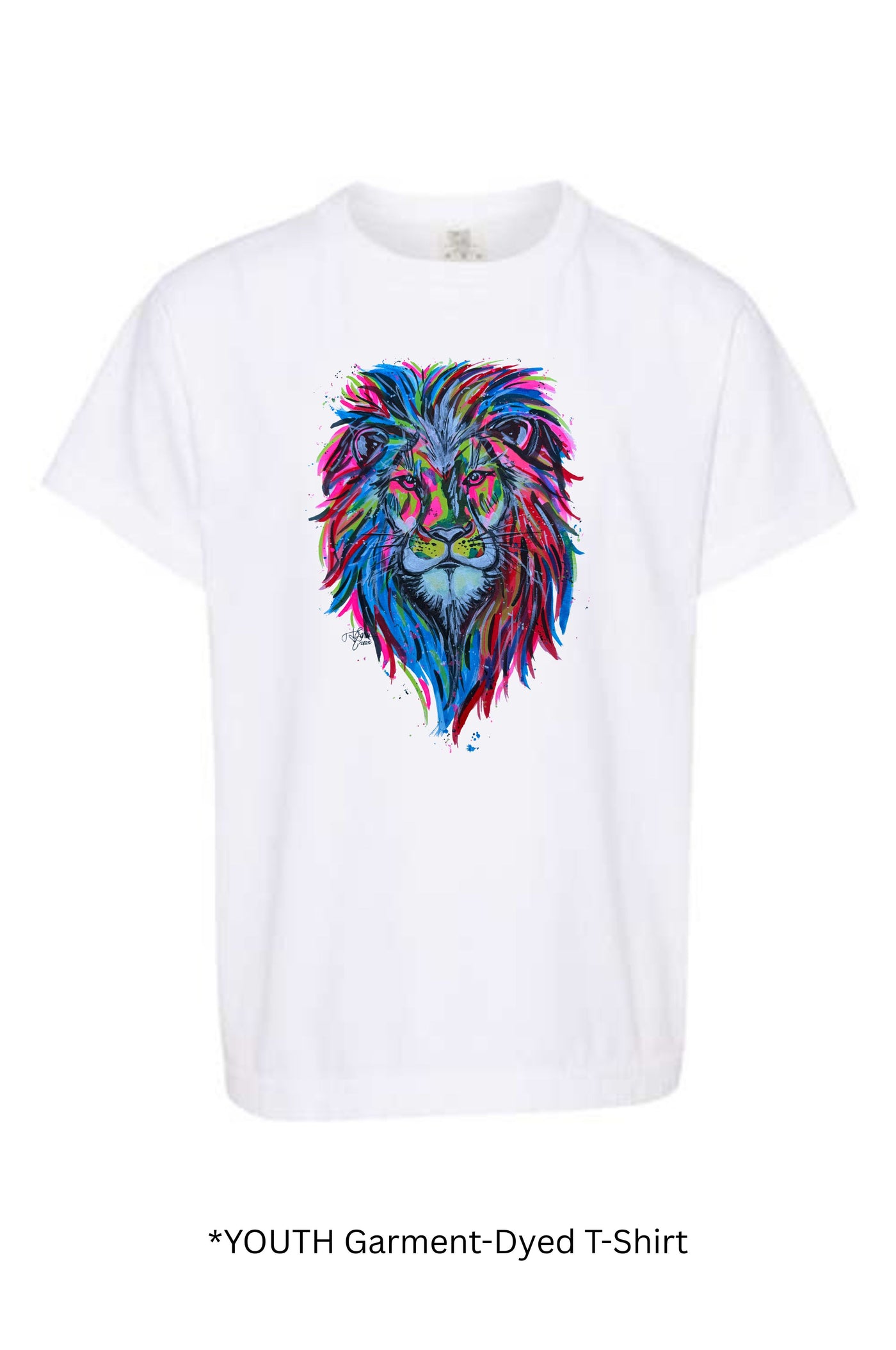 YOUTH Comfort Colors Watercolor Lion Mascot  T-shirt