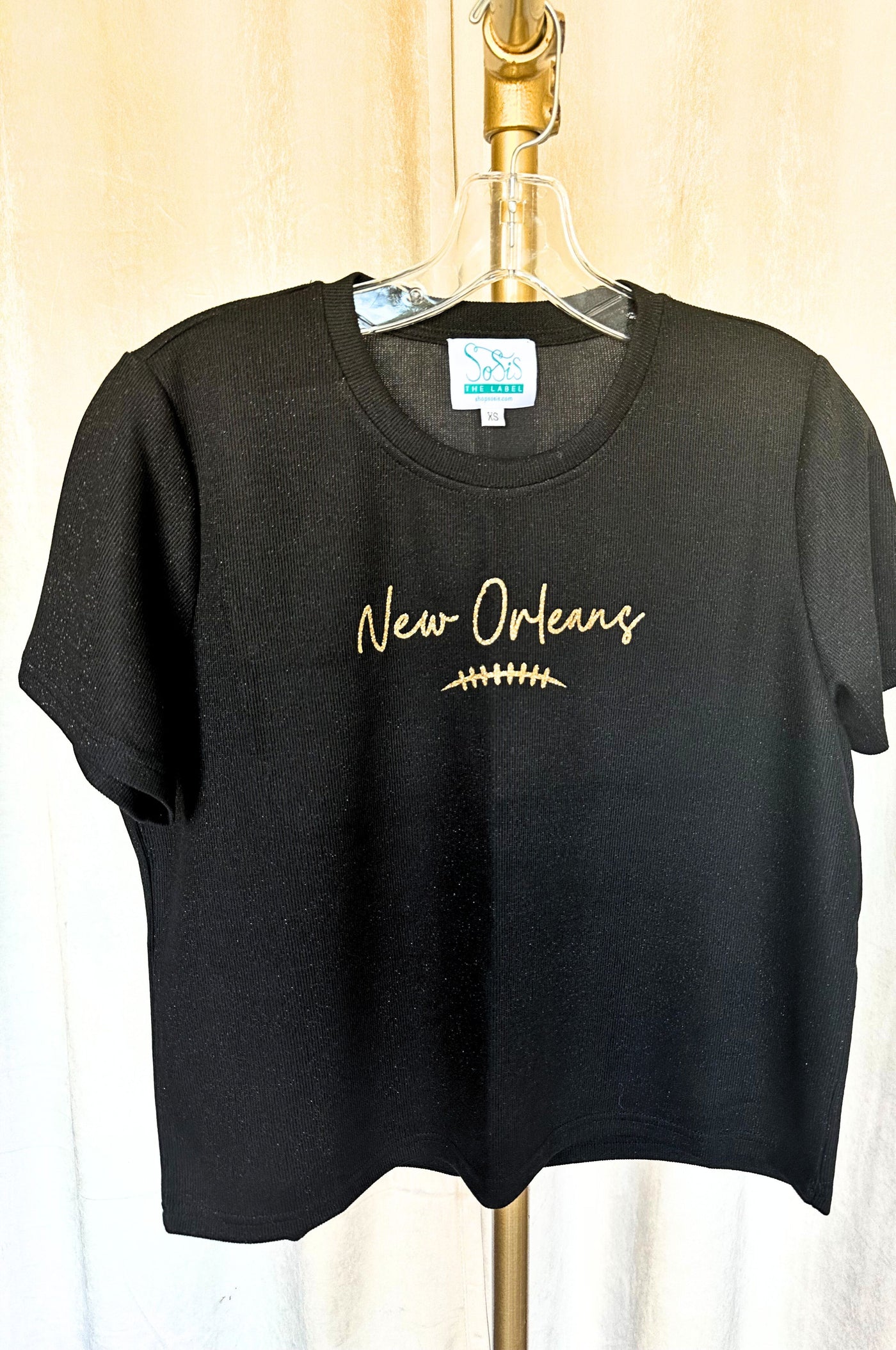 New Orleans Football SoSis Signature Boxy Sparkle Tee
