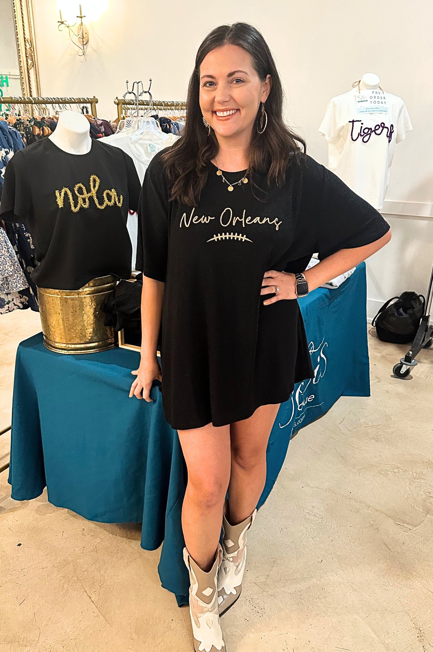 New Orleans Football SoSis Signature Sparkle Tee