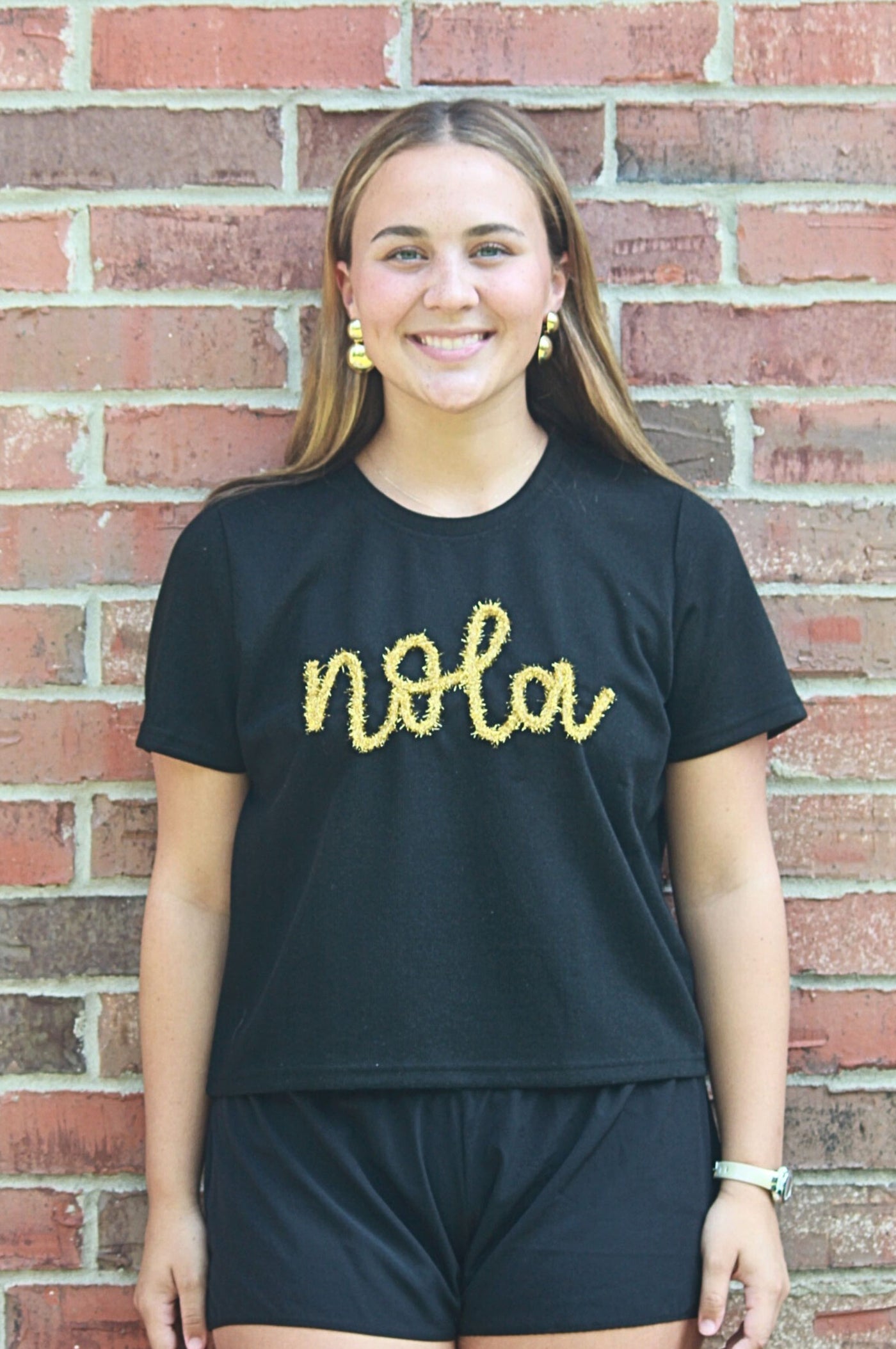 NOLA Tinsel SoSis Signature Boxy Sparkle Tee